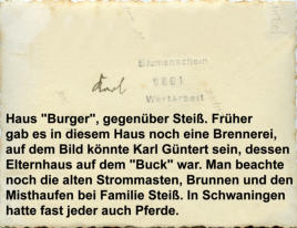 Alte Bilder von Schwaningen, Gasthaus Adler, Familie Güntert, Burger